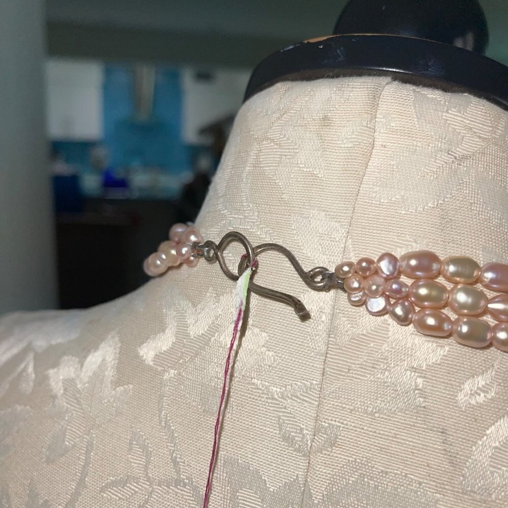 Handmade Vintage Statement Necklace One Of A Kind Freshwater Pearl Jewelry Parts - Picture 12 of 13